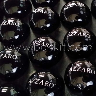 Bulles opaques noires personnalisées par tampographie, parfums Azzaro